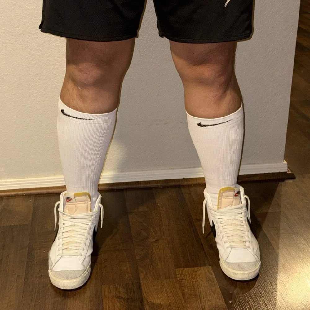 Nike NBA Elite Knee Socks White Black Power Player Team Issued On Court